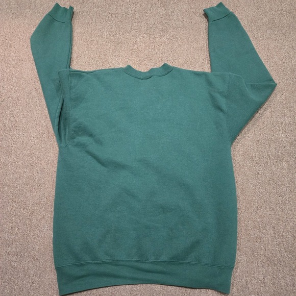 Vintage 90s Nature Wolf Sweatshirt Mens XL Embroidered Green Oneita Made in USA - Picture 6 of 6